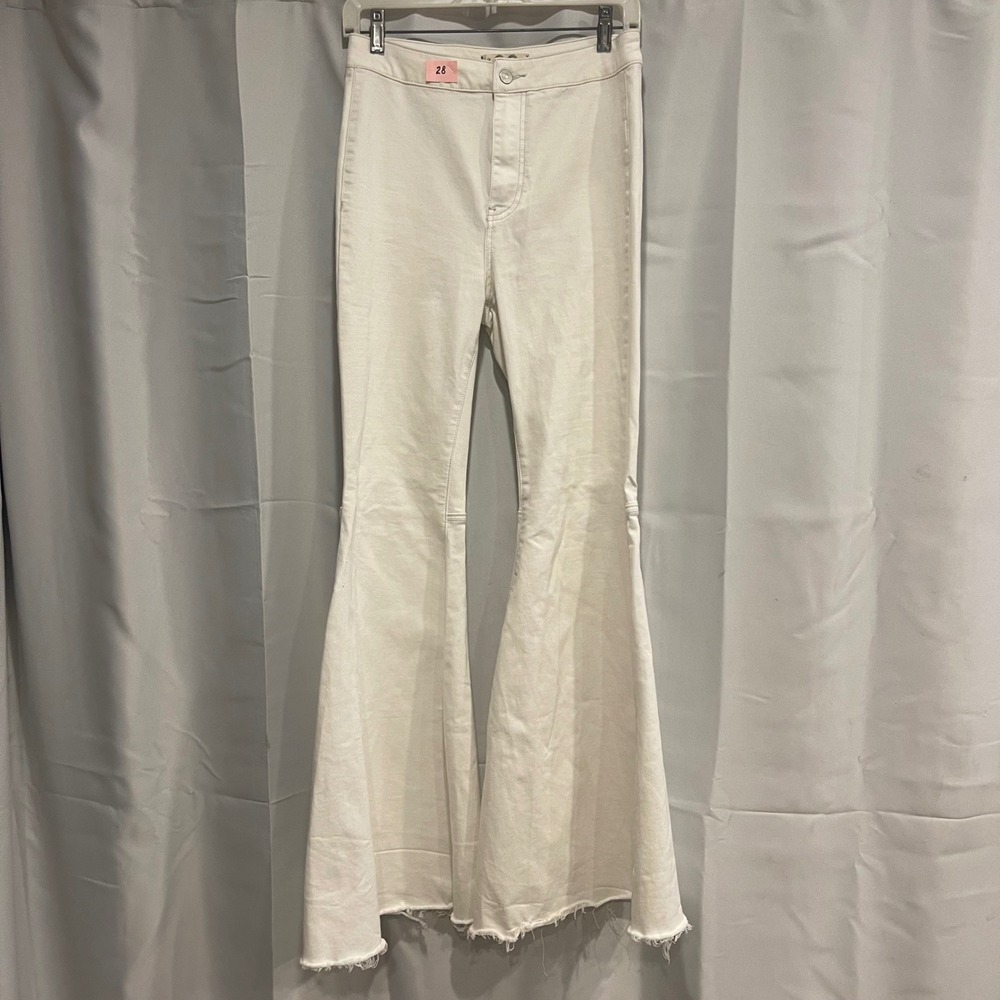 Free People We The Free Just Float On Flare Jeans White High Rise 28 Bell Bottom